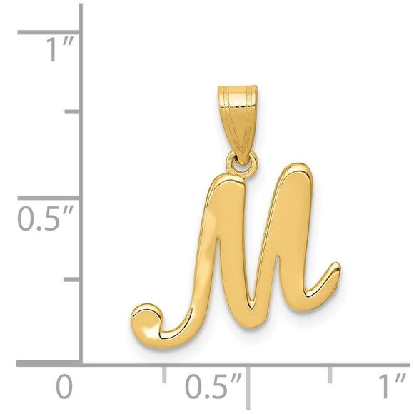14k Yellow Gold, Mimi Collection, Small Script Initial M Pendant - Picture 4 of 5